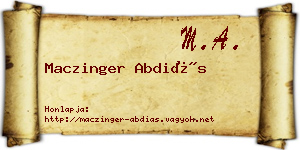 Maczinger Abdiás névjegykártya